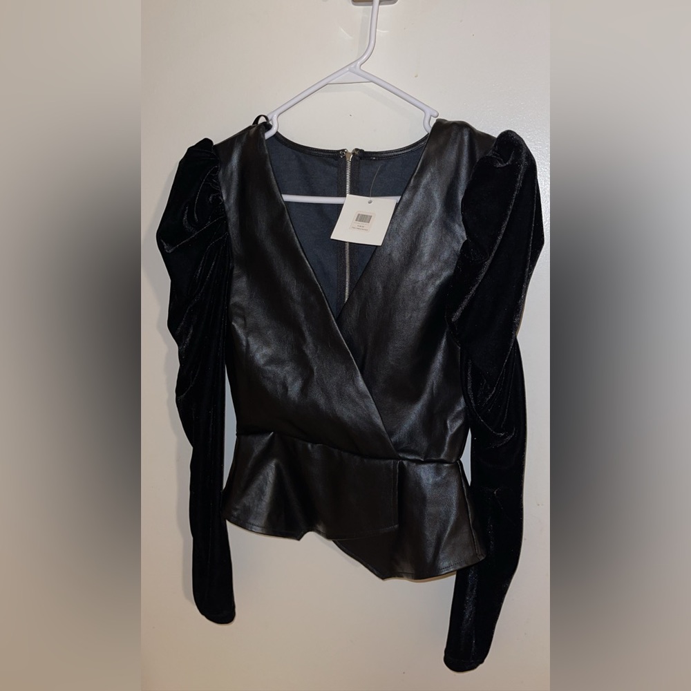 Brand new boutique “suede & leather” black sexy top